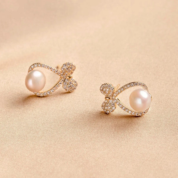 Pearl Bow Earrings