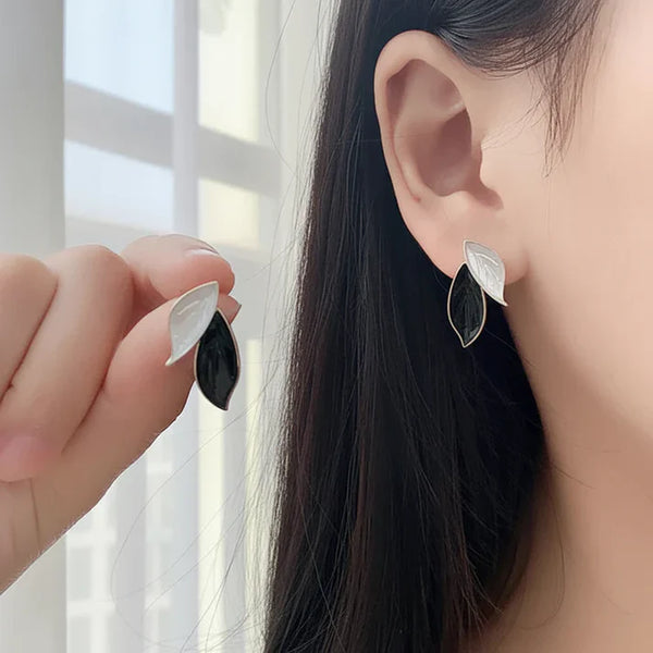 Aria Enamel Leaf Stud Earrings