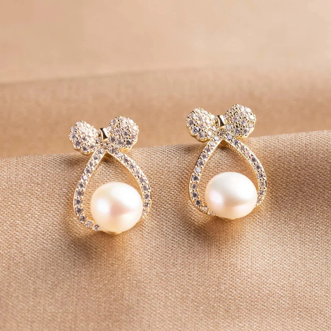 Pearl Bow Earrings